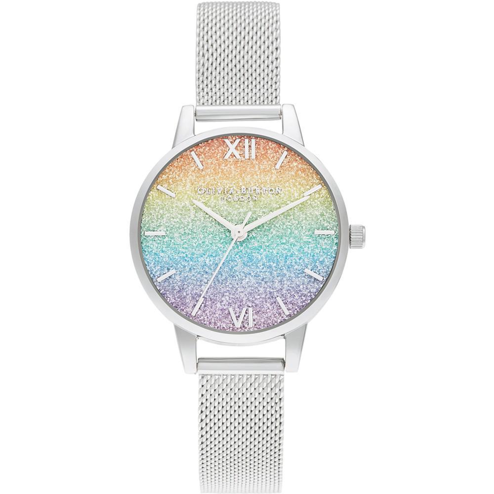 商品Olivia Burton|Women's Rainbow Stainless Steel Mesh Bracelet Watch 30mm,价格¥496,第1张图片