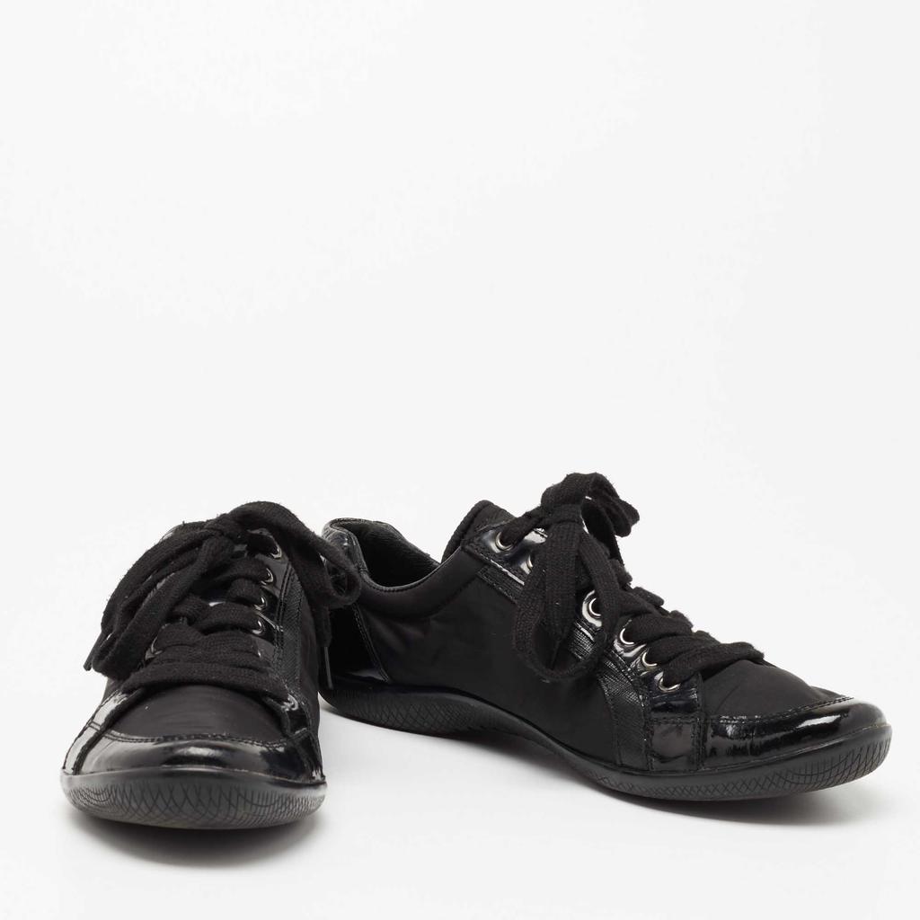 Prada Sport Black Patent Leather and Neoprene Low-Top Sneakers Size 39商品第4张图片规格展示