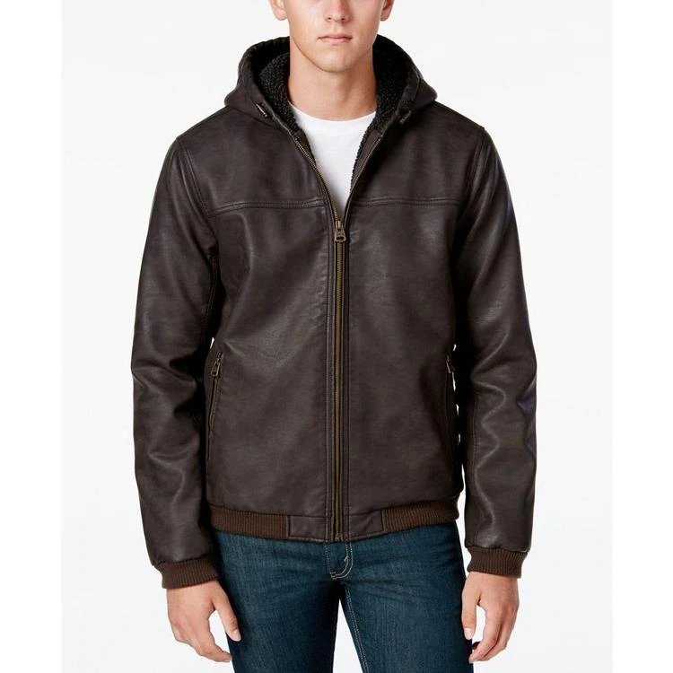 商品Levi's|® Men's Faux Leather Hooded Bomber Jacket,价格¥299,第1张图片