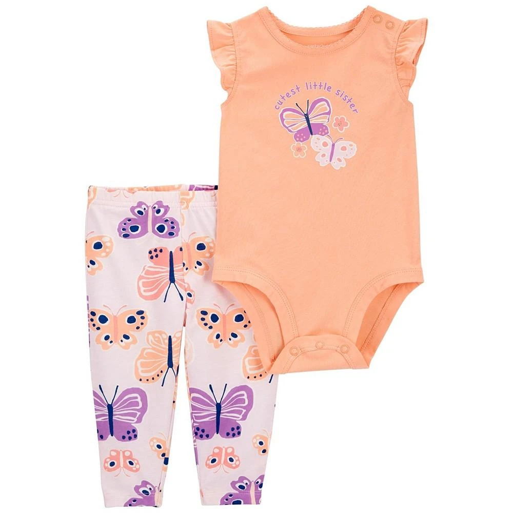 商品Carter's|Baby Girls Little Sister Butterfly Bodysuit and Pants, 2 Piece Set,价格¥90,第1张图片