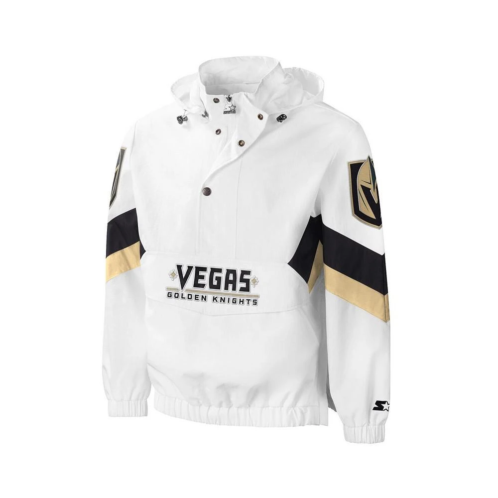商品Starter|Men's White Vegas Golden Knights Enforcer Half-Zip Windbreaker Hoodie,价格¥834,第2张图片详细描述