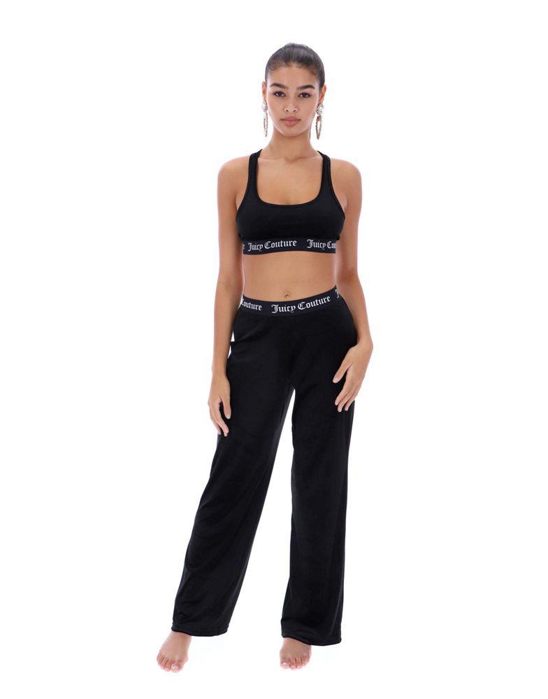 Juicy Couture velvet wide leg pyjama pants co-ord in black商品第1张图片规格展示