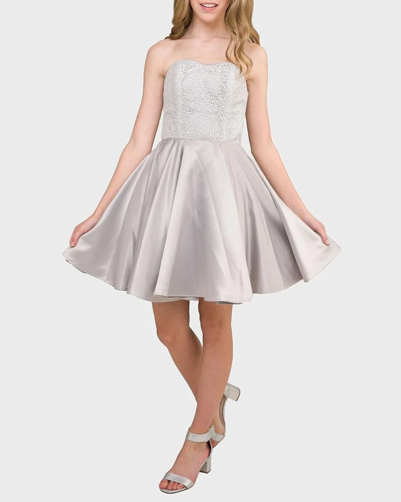 商品Un Deux Trois|Girl's Strapless Sequin & Satin Party Dress, Size 14-12,价格¥2285,第1张图片