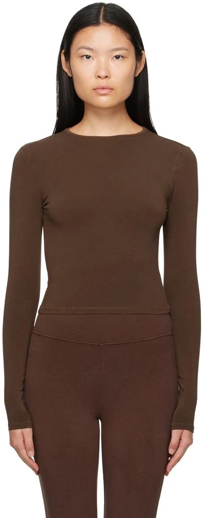 商品SKIMS|Brown New Vintage Cropped Long Sleeve T-Shirt,价格¥426,第1张图片