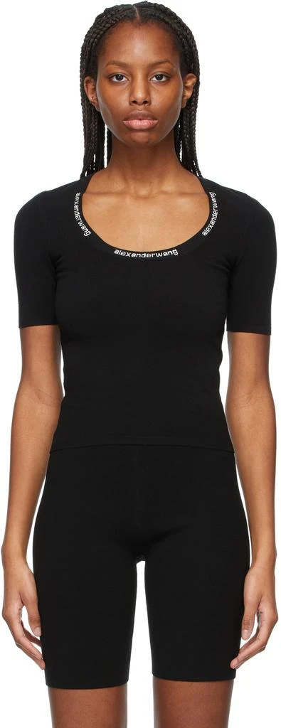 商品Alexander Wang|Black Logo Bodycon T-Shirt,价格¥1615,第1张图片