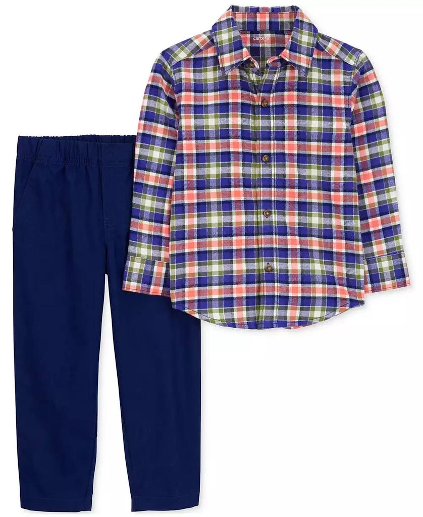 商品Carter's|Baby Boys Cotton Plaid Button-Down Shirt & Pants, 2 Piece Set,价格¥84,第1张图片