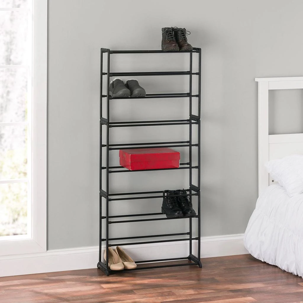 商品Home Basics|Home Basics Easy Assemble Space-Saving  30 Pair Shoe Tower Multi-Purpose Storage Rack,  Black,价格¥170,第3张图片详细描述