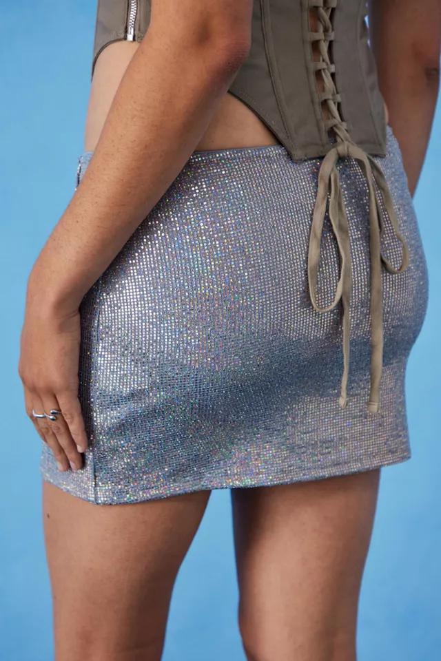 商品Urban Outfitters|UO Silver Glitter Wrap Mini Skirt,价格¥276,第6张图片详细描述