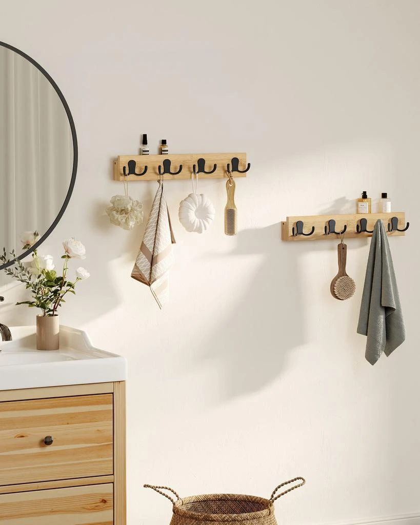 商品BreeBe|Set of 2 Coat Racks Wall Mount with 8 Double Metal Hooks,价格¥489,第4张图片详细描述
