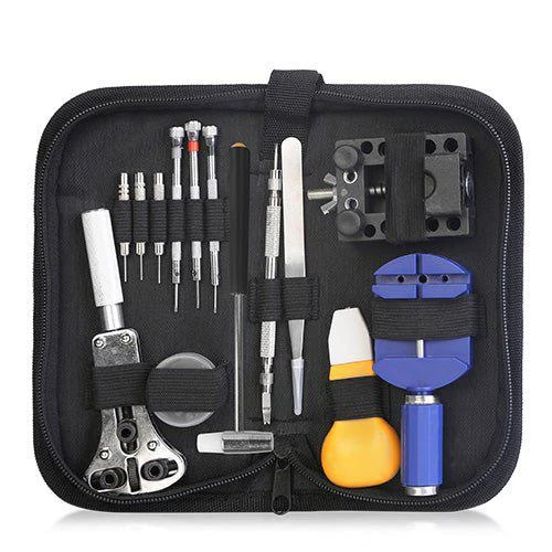 商品Fresh Fab Finds|14 Pcs Watch Repair Tool Kit Link Remover Watch Case Opener With Free Carrying Case Black,价格¥307,第1张图片