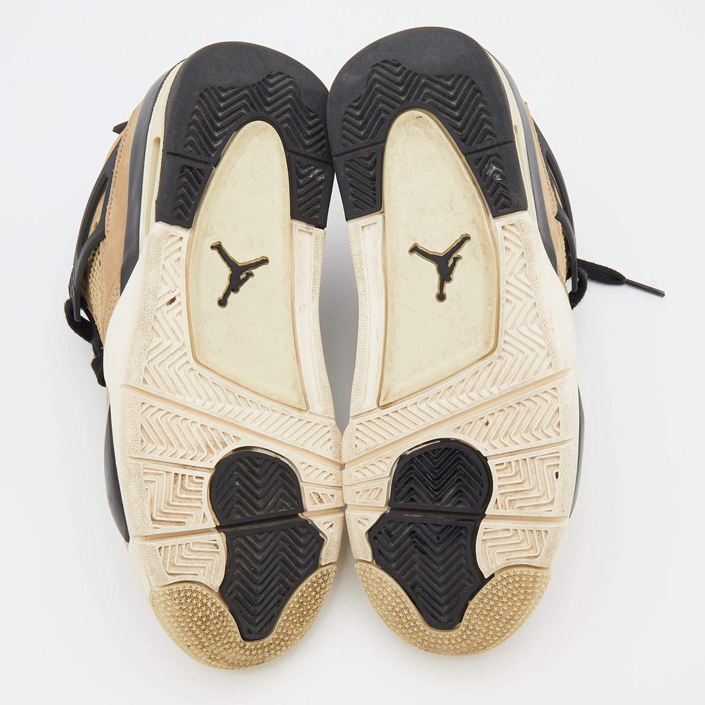 Air Jordans Beige/Black Nubuck Leather and Rubber Retro 4 High Top Sneakers Size 37.5商品第6张图片规格展示