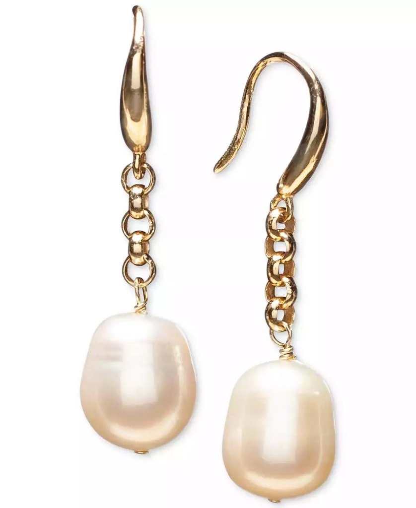商品Macy's|Cultured Freshwater Pearl (9-1/2mm) Link Drop Earrings in 18k Gold-Plated Sterling Silver,价格¥932,第1张图片