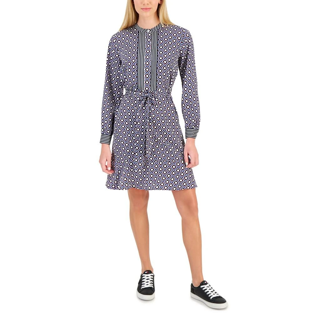 商品Tommy Hilfiger|Women's Geometric-Print Tie-Belt Dress,价格¥269,第1张图片