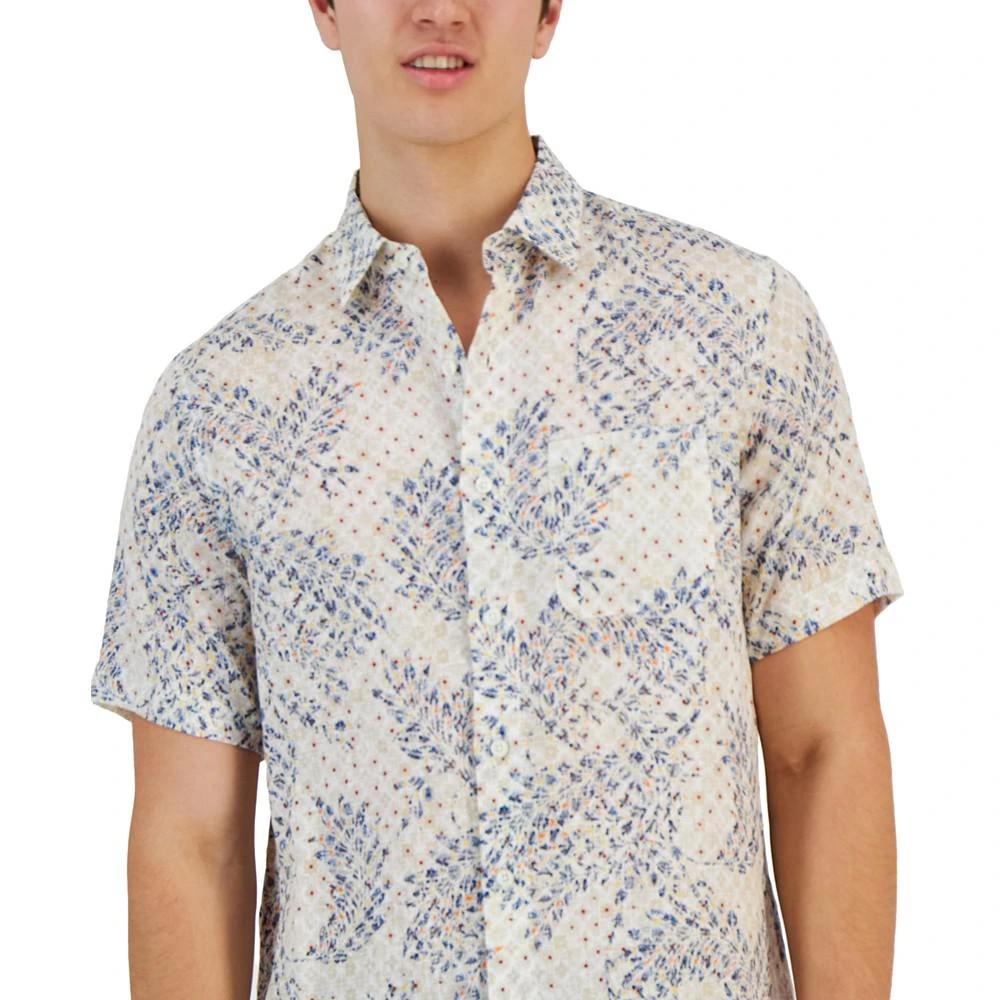 商品Club Room|Men's Assertta Leaf Print Linen Short-Sleeve Shirt, Created for Macy's,价格¥124,第3张图片详细描述