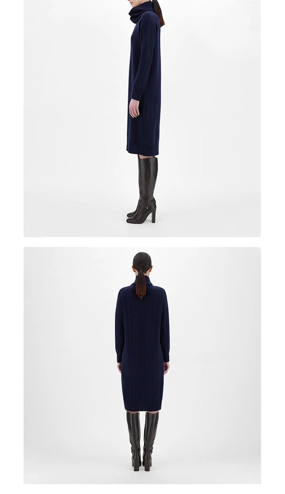 商品Max Mara|PAESE 午夜蓝色羊绒纱连衣长裙【香港仓极速发货】,价格¥3328,第5张图片详细描述