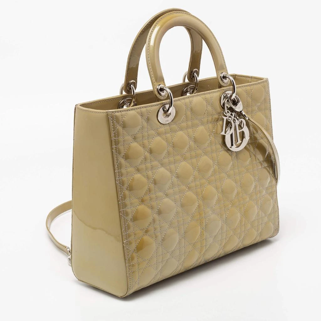 商品[二手商品] Dior|Dior Light Green Cannage Patent Leather Large Lady Dior Tote,价格¥8737,第3张图片详细描述