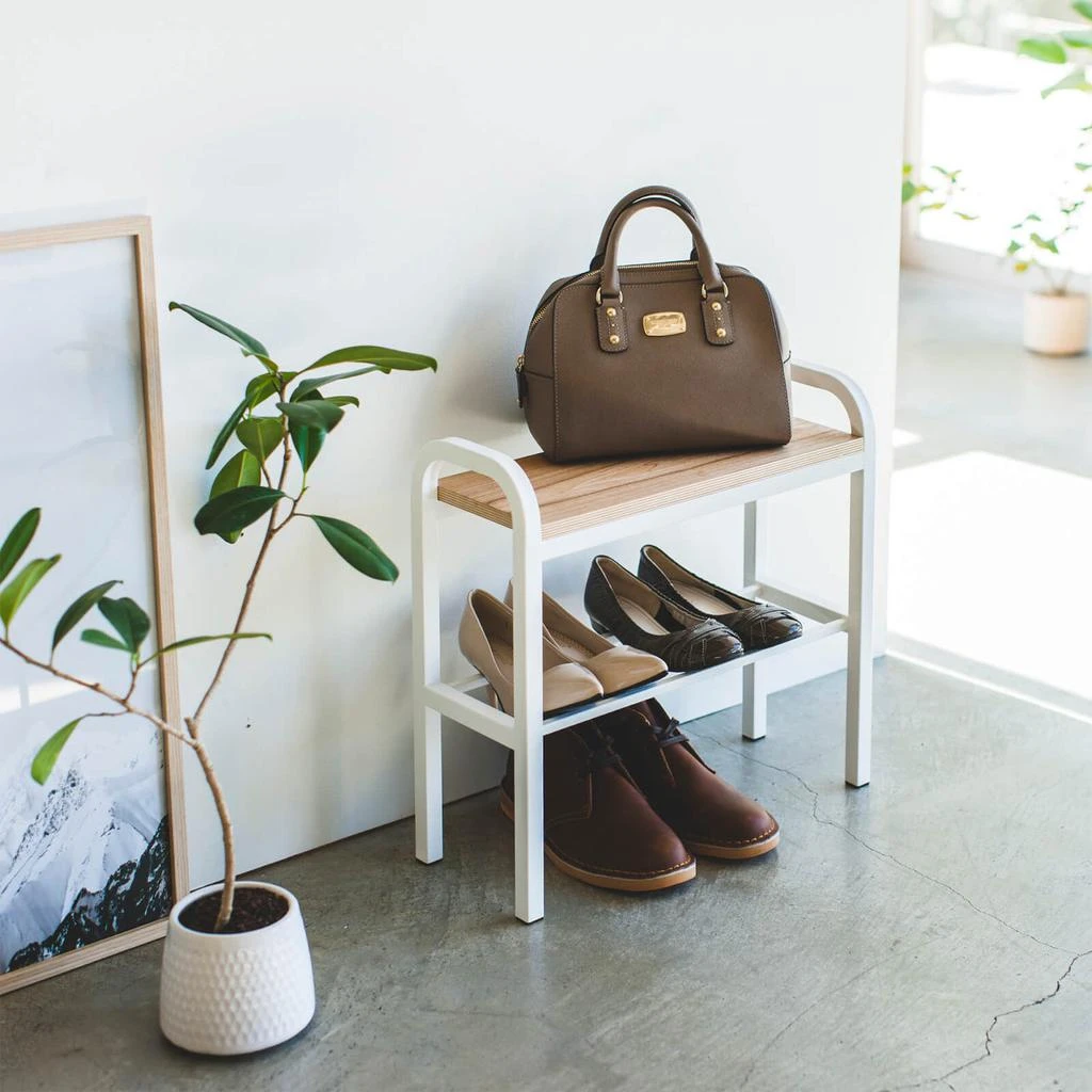 商品Yamazaki|Yamazaki Tower Shoe Rack with Wooden Board - White,价格¥301,第2张图片详细描述