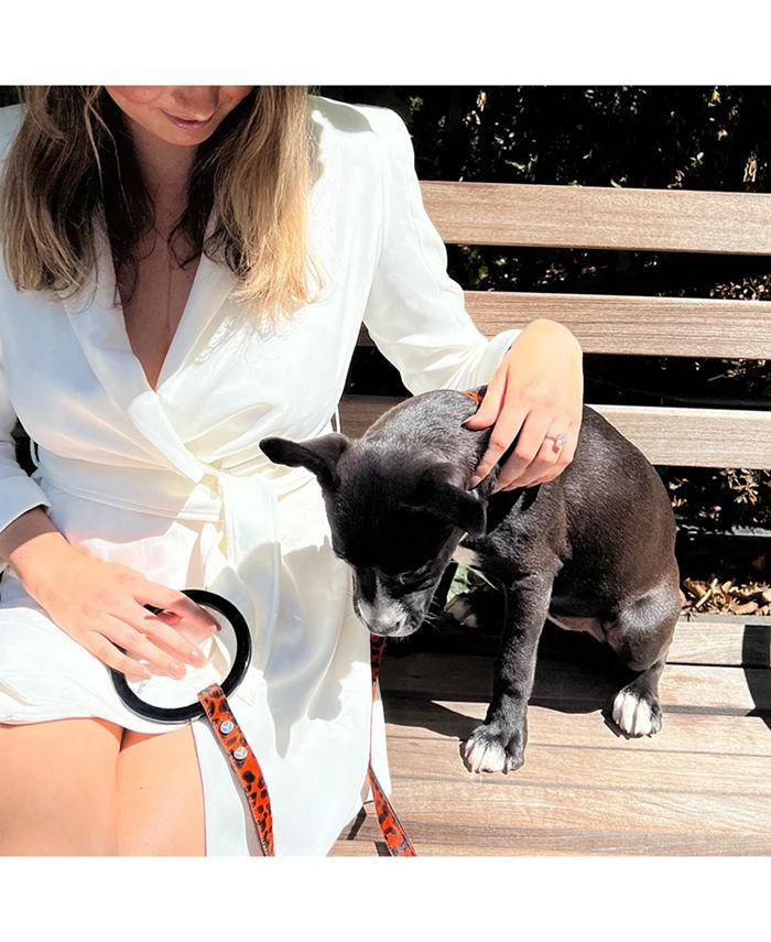 商品Shaya Pets|Short Susan Red Leopard Embossed Leather Dog Leash,价格¥1346,第3张图片详细描述