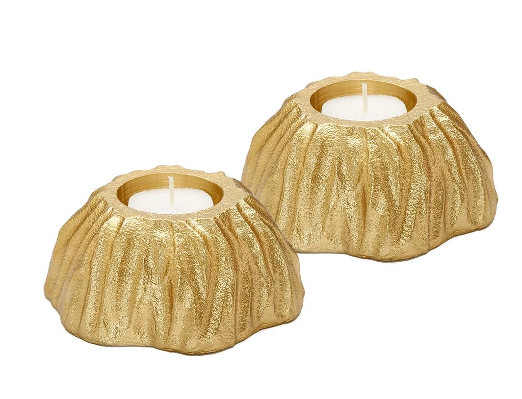 商品Classic Touch Decor|Set of 2 Gold Textured Tea Light Holders,价格¥320,第2张图片详细描述