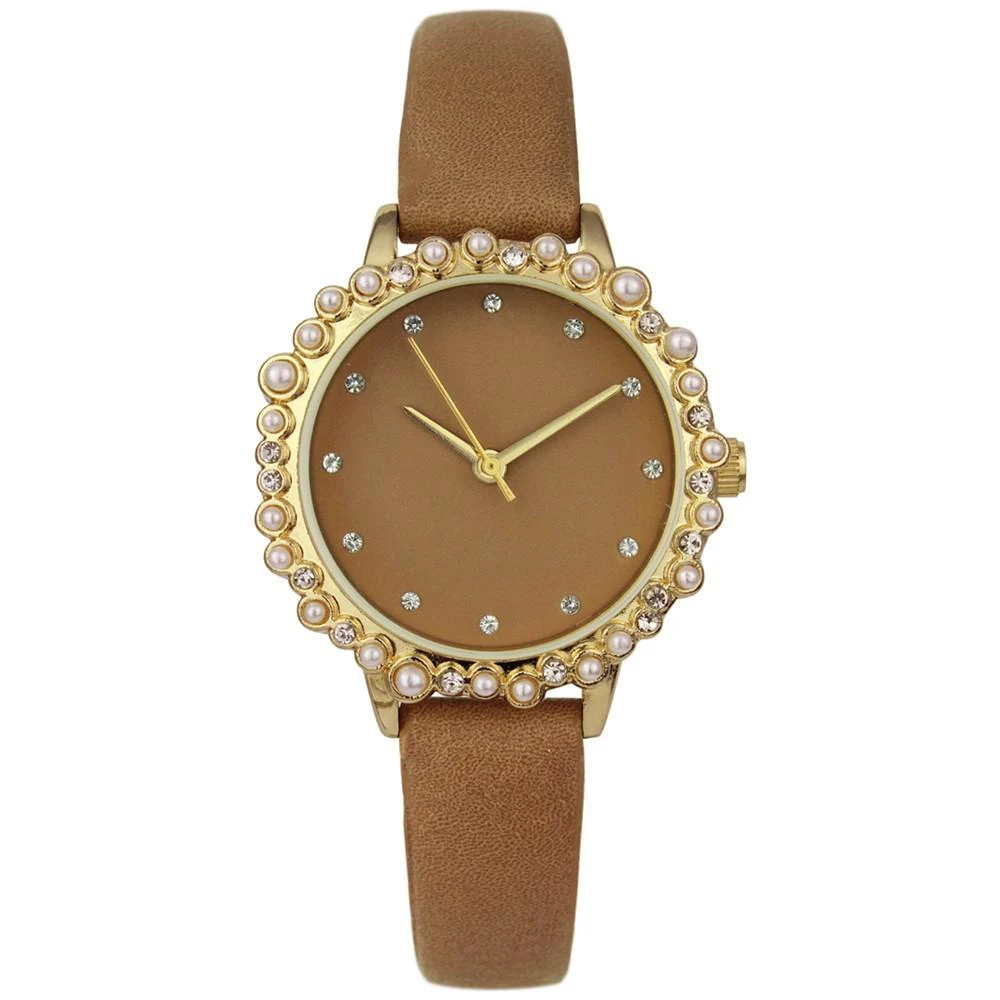 商品Charter Club|Women's Brown Faux Leather Strap Watch 32mm, Created for Macy's,价格¥119,第1张图片