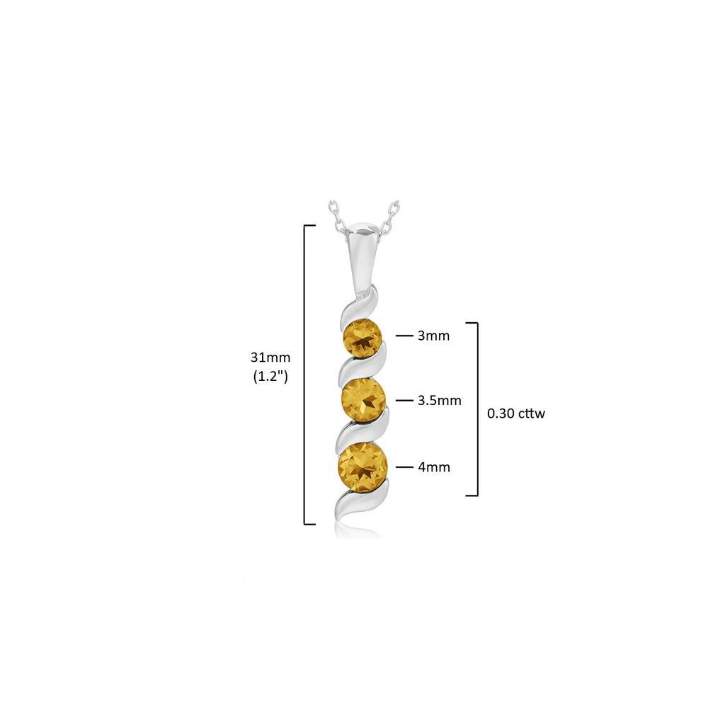 商品MAX + STONE|14K White Gold 3-Stone Round Gemstone Journey Pendant Necklace with Cable Chain,价格¥1196,第5张图片详细描述