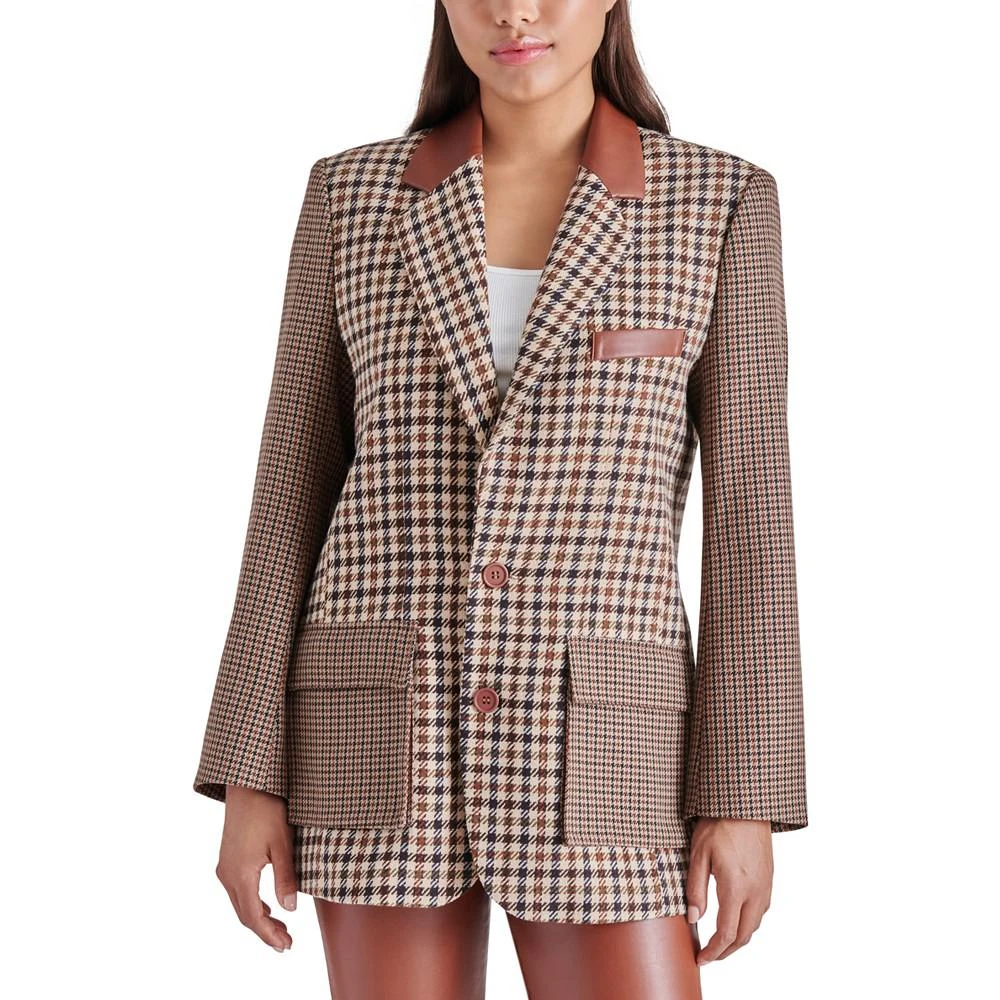 商品Steve Madden|Women's Carolina Mixed-Plaid Long-Sleeve Blazer,价格¥295,第1张图片