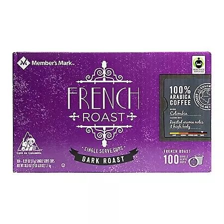商品Member's Mark|Member's Mark Dark Roast Coffee Pods, French, 100 ct.,价格¥245,第1张图片