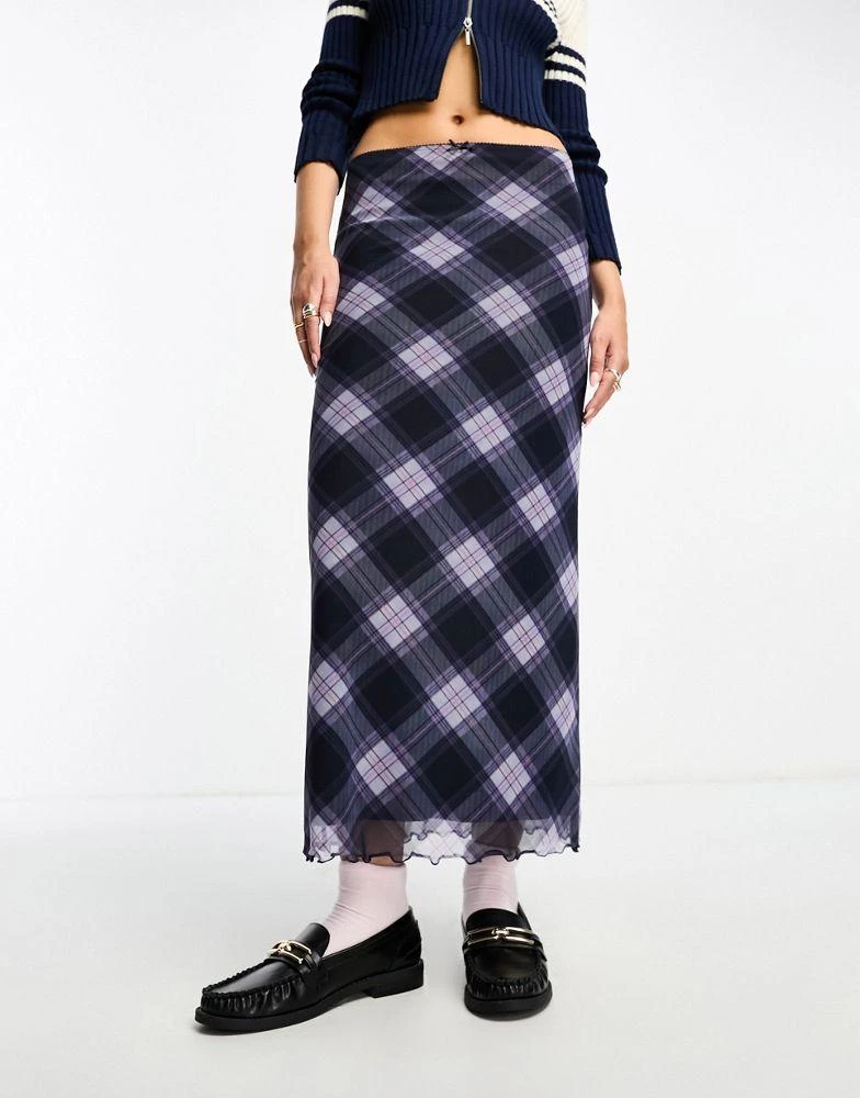 商品ASOS|ASOS DESIGN mesh midi skirt in check,价格¥186,第4张图片详细描述