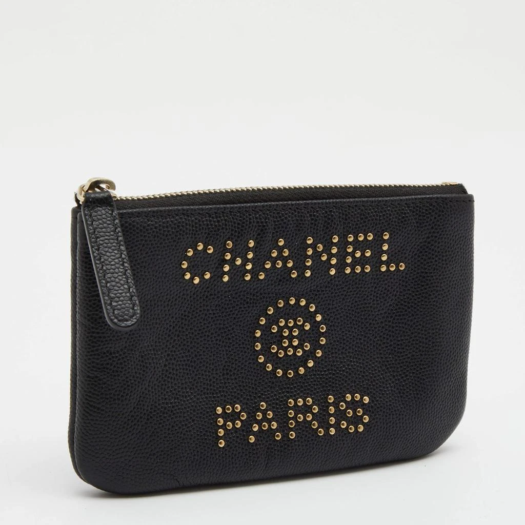 商品[二手商品] Chanel|Chanel Black Caviar Leather Deauville Studded Zip Case,价格¥3194,第3张图片详细描述