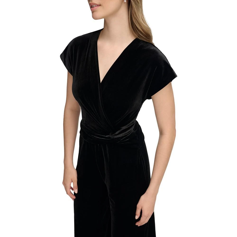 商品Calvin Klein|Women's Velvet Faux-Wrap Jumpsuit,价格¥591,第3张图片详细描述