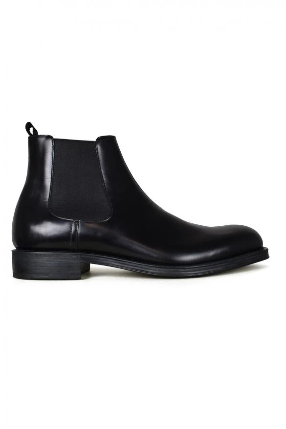 商品Prada|Men's luxury ankle boots prada black leather ankle boots with triangle details,价格¥4432,第1张图片