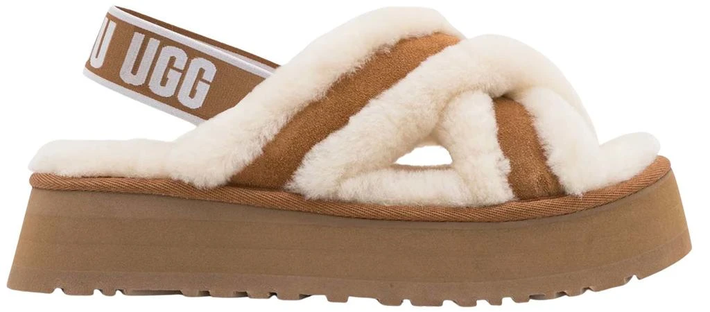 商品UGG|UGG Disco Cross Slide Slippers Brown 1121550 Che,价格¥824,第1张图片