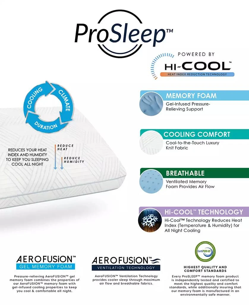 商品ProSleep|Gusseted Hi-Cool Memory Foam Pillow, Oversized, Created for Macy's,价格¥1794,第3张图片详细描述