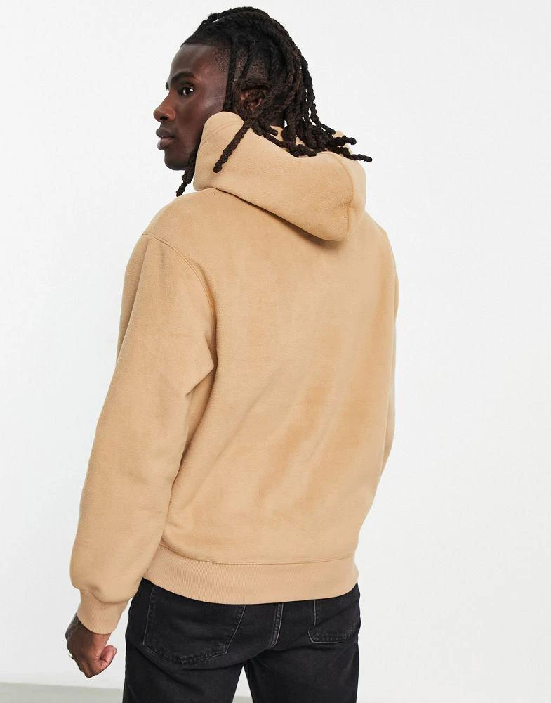 商品Calvin Klein|Calvin Klein Jeans chest logo heavy double face polar fleece hoodie in camel,价格¥755,第2张图片详细描述