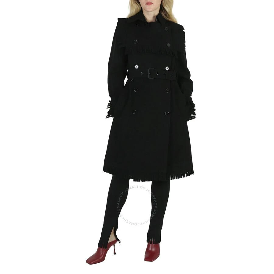 商品Burberry|Black Fringed Cashmere-Blend Trench Coat,价格¥6606,第1张图片