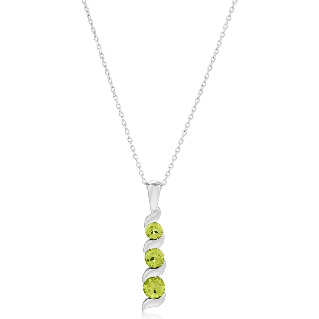 商品MAX + STONE|14K White Gold 3-Stone Round Gemstone Journey Pendant Necklace with Cable Chain,价格¥1288,第5张图片详细描述