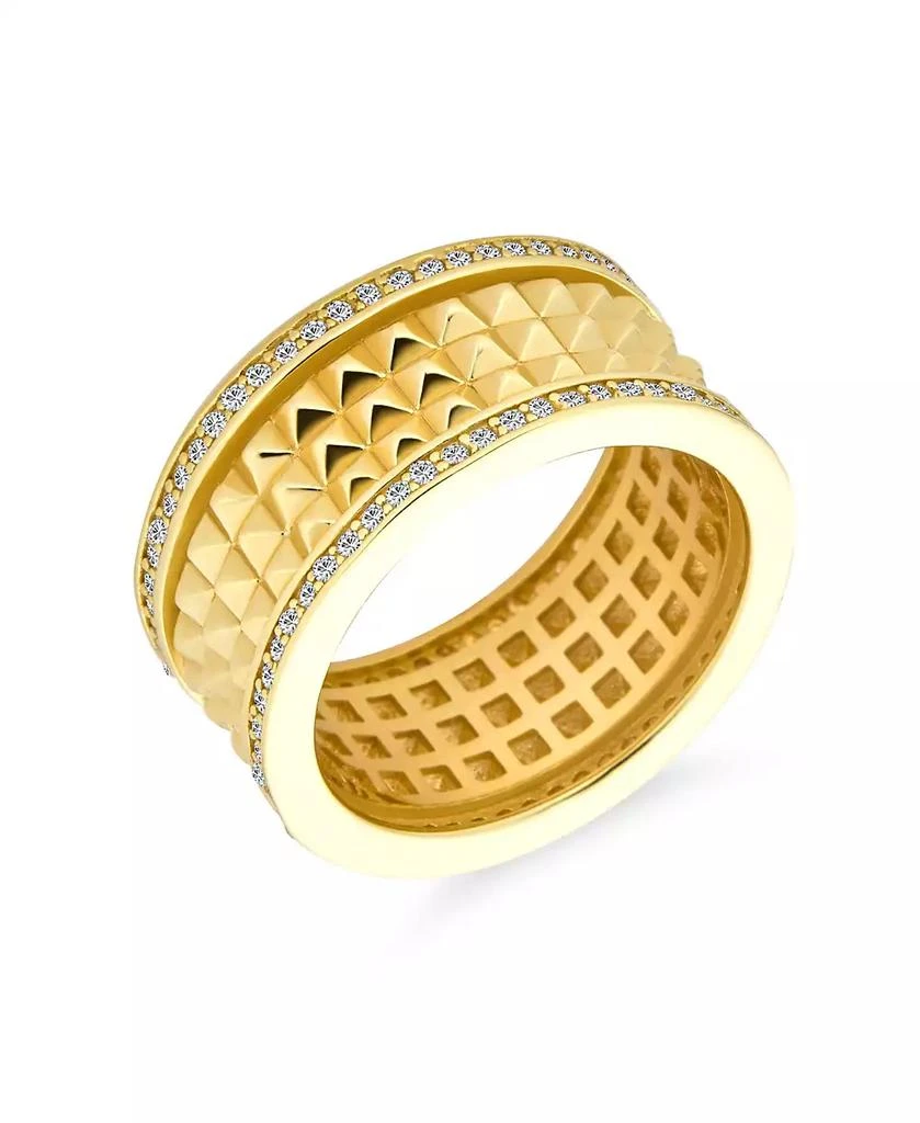 商品Bling Jewelry|Modern Geometric CZ Accent Statement Spike Wide Band Fashion Ring for Women Matte Gold Plated .925 Sterling Silver,价格¥576,第3张图片详细描述