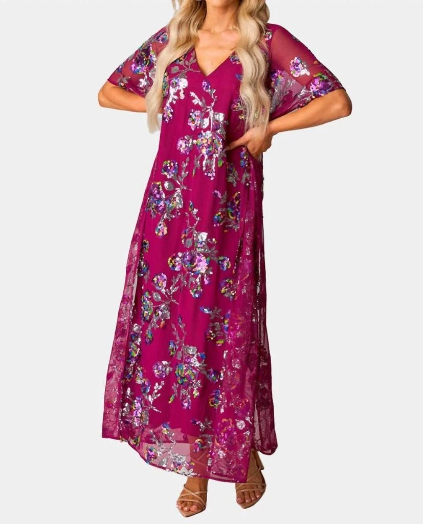 商品BUDDYLOVE|Atlas Sequin Caftan Dress In Red Sangria,价格¥567,第4张图片详细描述