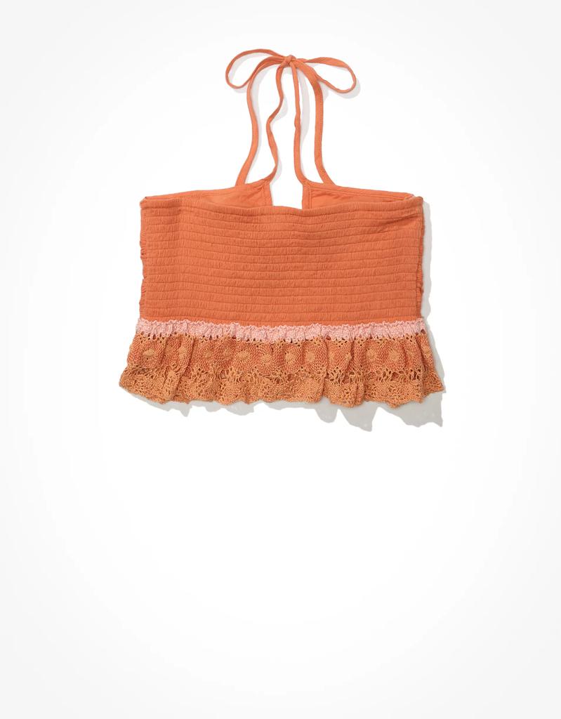 AE Smocked Crochet Halter Top商品第5张图片规格展示