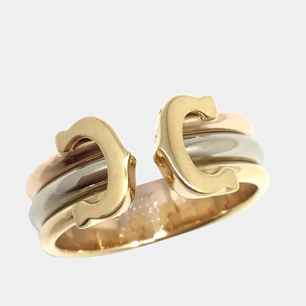 商品[二手商品] Cartier|Cartier Vintage Double C 18K Yellow Gold Rose Gold and White Gold Ring EU 48,价格¥5795,第1张图片