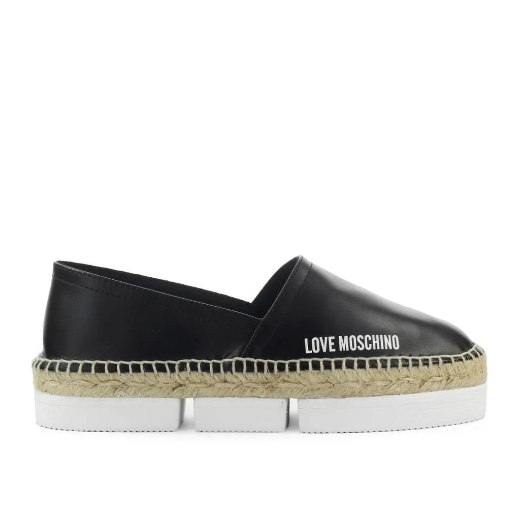 商品Love Moschino|LOVE MOSCHINO BLACK LEATHER ESPADRILLE,价格¥1113,第1张图片