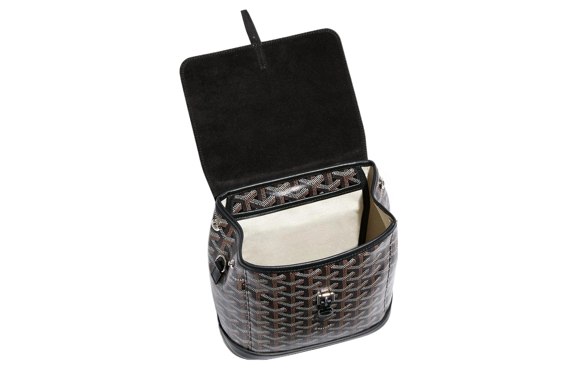 商品[国内直发] Goyard|戈雅 Alpin 老花满印可拆卸可调节肩带 帆布拼皮 书包背包双肩包 迷你 男女同款情侣款 黑色,价格¥29699,第6张图片详细描述