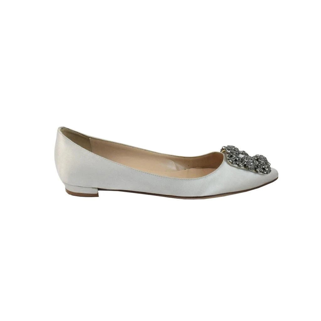 商品Manolo Blahnik|Manolo Blahnik Hangisi Flats Satin Silver,价格¥6762,第3张图片详细描述