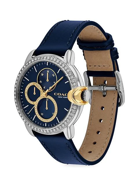 商品Coach|Arden Stainless Steel & Crystal Leather Strap Watch,价格¥2213,第3张图片详细描述