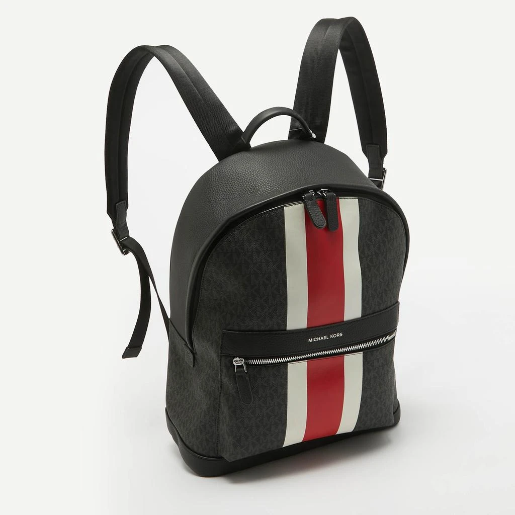 商品Michael Kors|Michael Kors Black/Bright Red Signature Coated Canvas Striped Cooper Backpack,价格¥3731,第3张图片详细描述