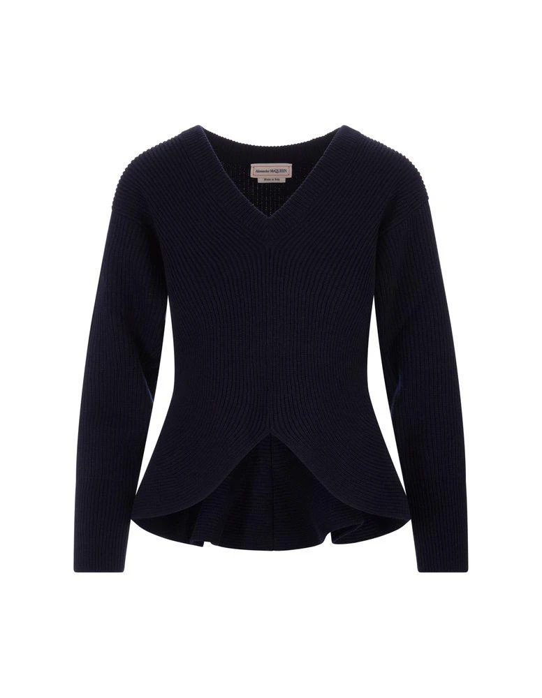 商品Alexander McQueen|Alexander McQueen Asymmetric V-Neck Jumper,价格¥4547,第1张图片