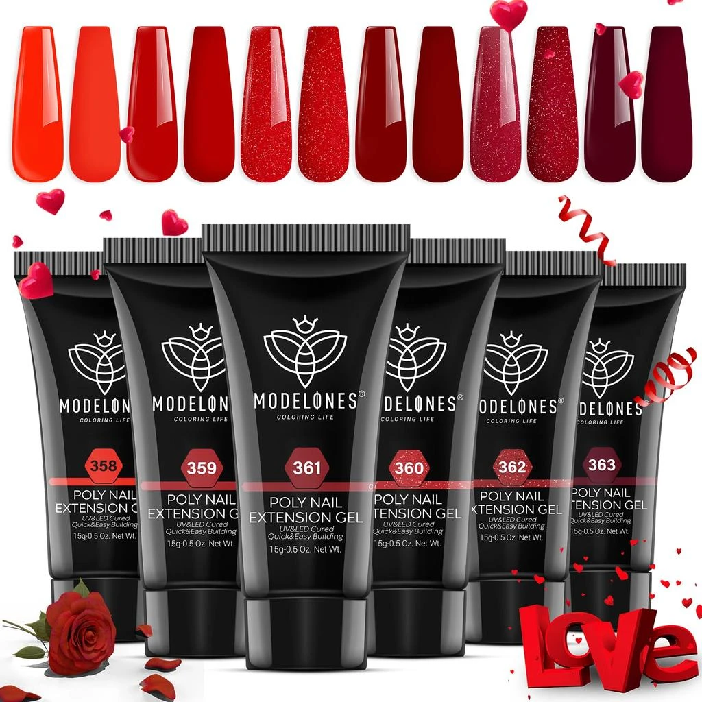 商品[国内直发] MODELONES|Red Collection - 6 Shades Poly Nail Gel Set,价格¥189,第1张图片