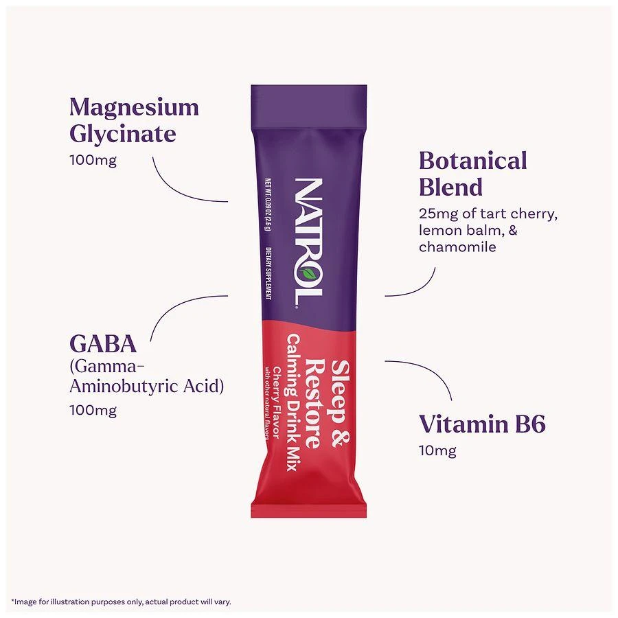 商品Natrol|Sleep & Restore Melatonin Free Calming Drink Mix Cherry,价格¥206,第3张图片详细描述