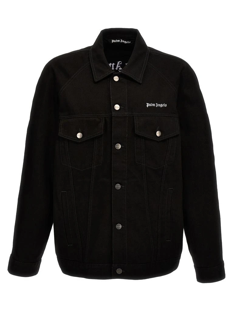 商品Palm Angels|Logo Embroidery Denim Jacket Coats, Trench Coats Black,价格¥2821,第1张图片