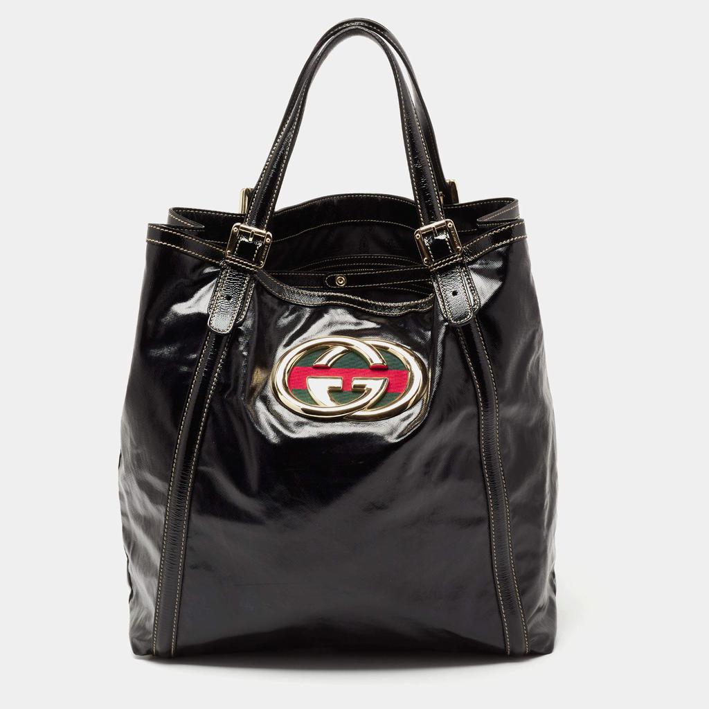 Gucci Black Coated Fabric Large Dialux Britt Tote商品第1张图片规格展示